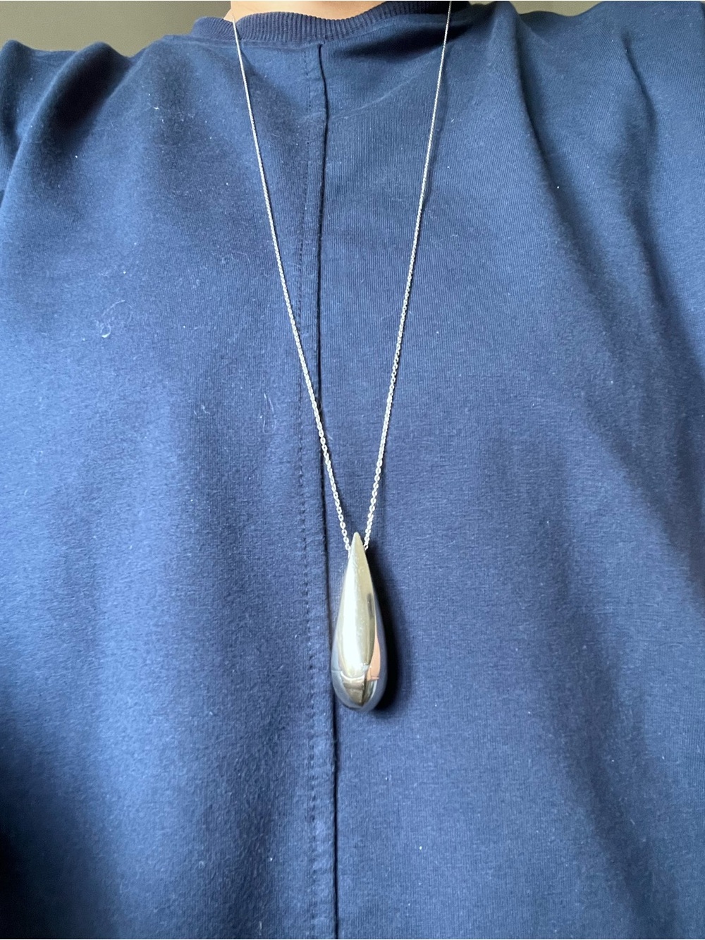 Silver Teardrop Pendant Necklace - Elegant Women’s Jewelry